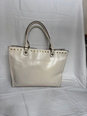 Patricia Nash Cream Studded Tote Bag with Top Handles